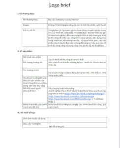 Template brief cải thiện doanh nghiệp 1 trang